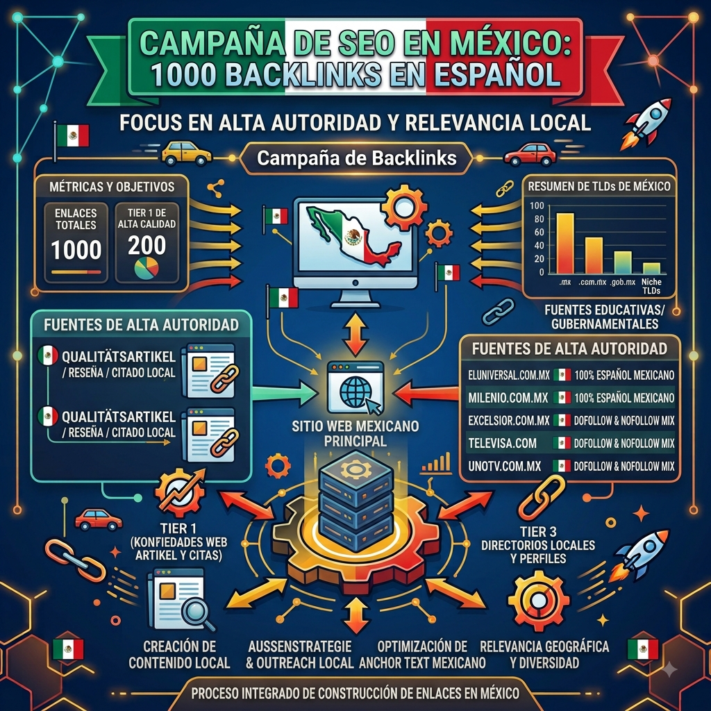 1000 Mexico Spanish SEO Backlinks